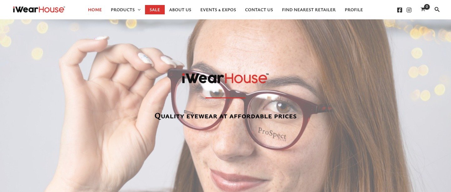 I Wear House homepage selling affordable eyewear